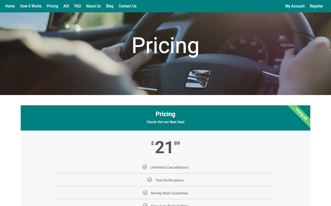 Find Me A Driving Test pricing